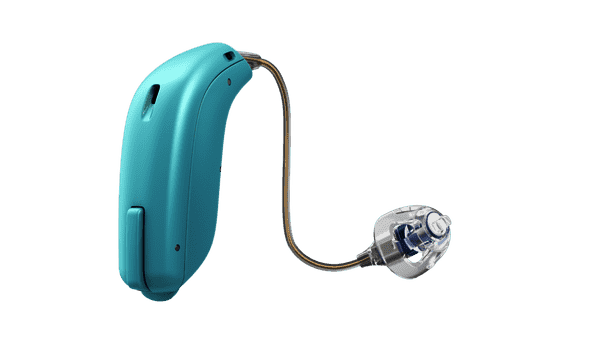 Oticon Hörgerät in der Farbe Aquamarin